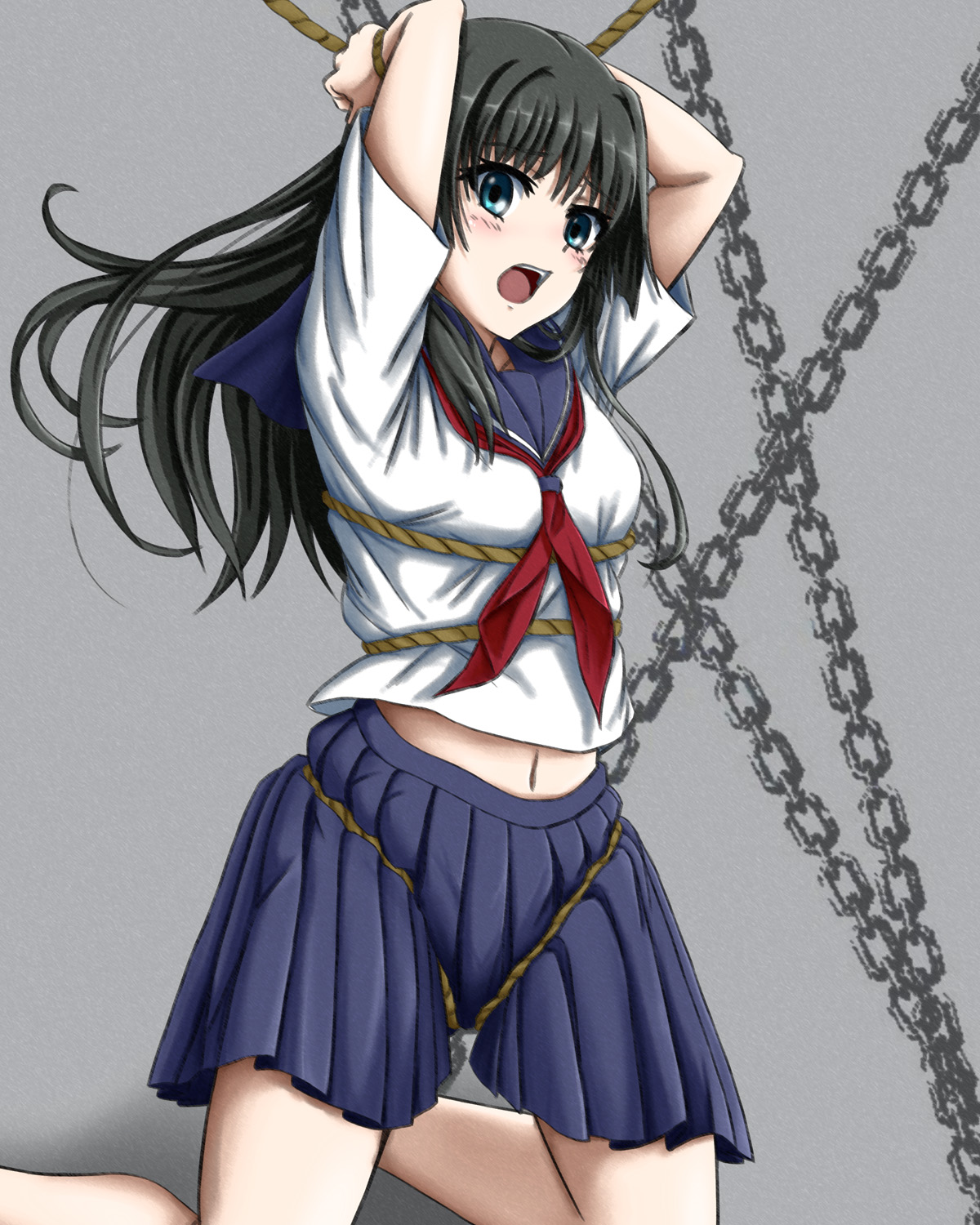 School girl tied up