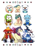oshawott, snivy, tepig, serperior, unown, and 5 more (pokemon) drawn by  saki_pokeoekaki