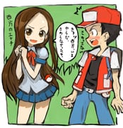 red, takagi-san, lass, and nishikata (pokemon and 3 more) drawn by 