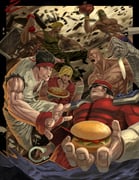 ryu, ken masters, akuma, and gouken (street fighter and 1 more) drawn by  yuiofire