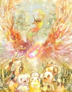 lunala, solgaleo, and necrozma (pokemon) drawn by mokunami