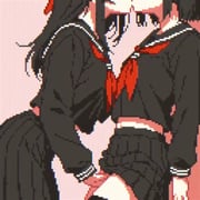 2girls, black hair, black serafuku