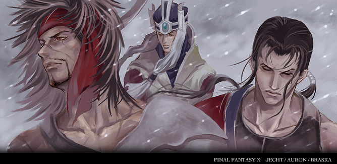jecht, auron, and braska (final fantasy and 1 more) drawn by arisue_kanako
