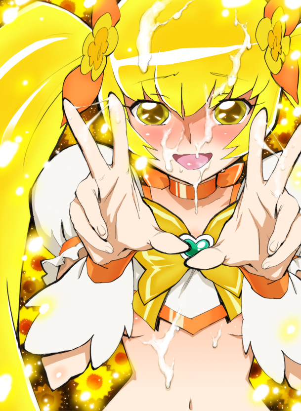 myoudouin itsuki and cure sunshine (precure and 1 more) drawn by inoue_kiyoshirou