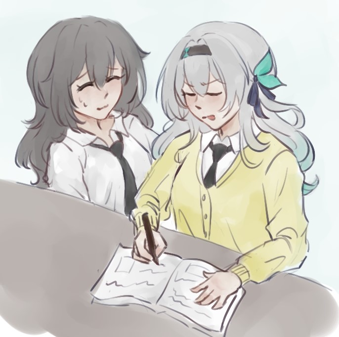 trailblazer, firefly, and stelle (honkai and 1 more) drawn by annie_(xy_zanie)