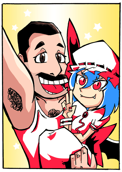 remilia scarlet and freddie mercury (touhou and 1 more) drawn by setz