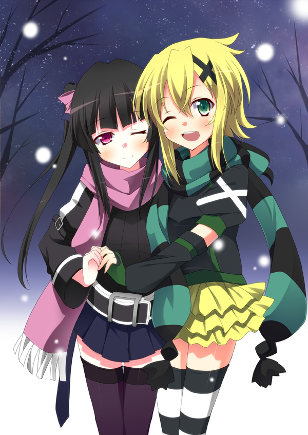 akatsuki kirika and tsukuyomi shirabe (senki zesshou symphogear) drawn by kurono_yuzuko