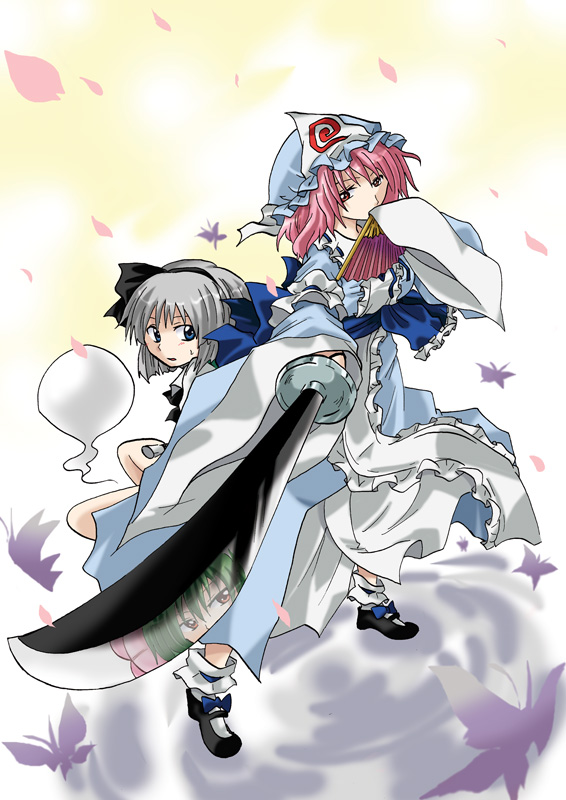 konpaku youmu, saigyouji yuyuko, and kazami yuuka (touhou) drawn by unya
