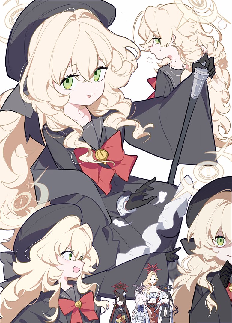 wakamo, professor niyaniya, akira, akemi, and kai (blue archive) drawn by ba_fed_kitaku