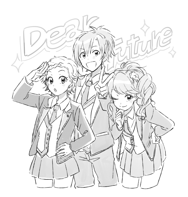shinjo hinaki, kurebayashi juri, and amamiya kanade (aikatsu! and 1 more) drawn by mmm2id
