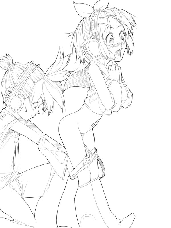 kagamine rin and kagamine len (vocaloid) drawn by akinbo_(hyouka_fuyou)