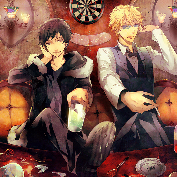 orihara izaya and heiwajima shizuo (durarara!!) drawn by futaba_hazuki