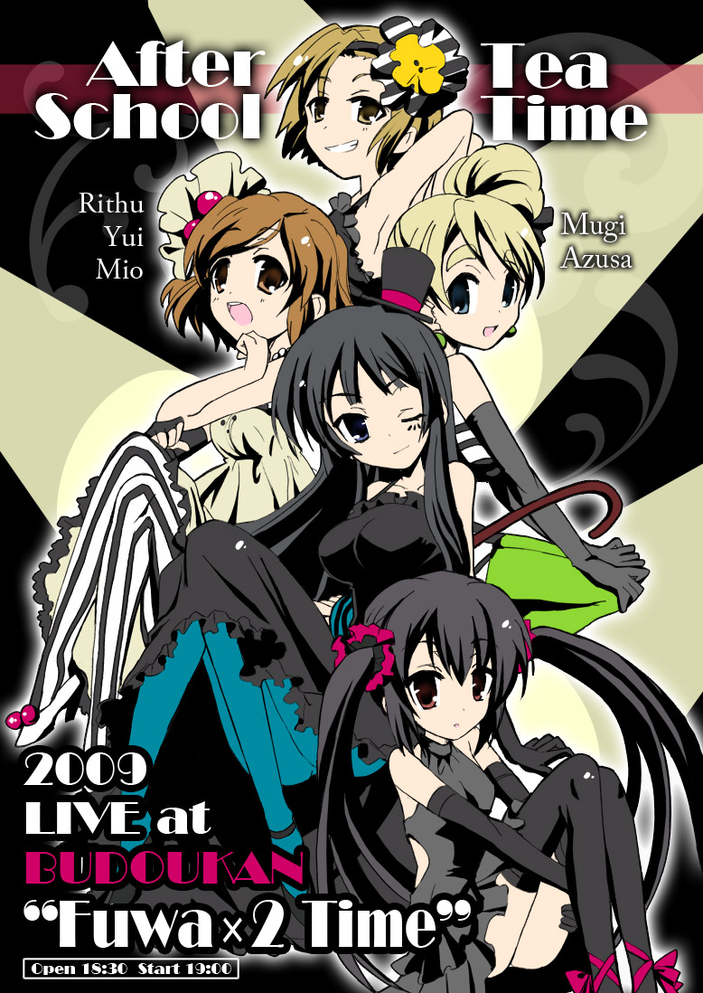 akiyama mio, nakano azusa, hirasawa yui, tainaka ritsu, and kotobuki tsumugi (k-on!) drawn by hizuki_yayoi