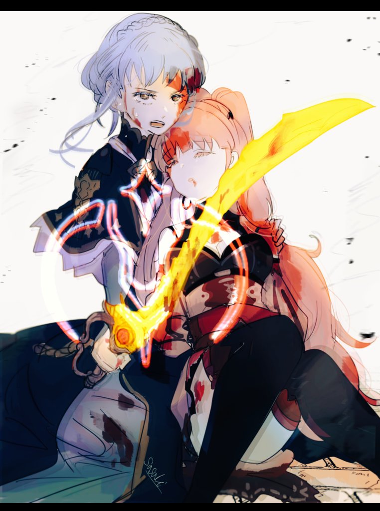 hilda valentine goneril and marianne von edmund (fire emblem and 1 more) drawn by sasaki_(dkenpisss)