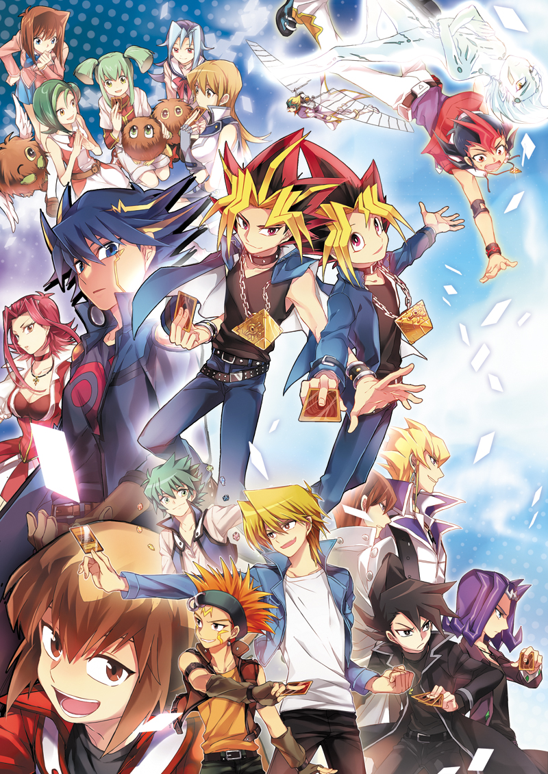 yuki judai, tenjouin asuka, fudo yusei, izayoi aki, muto yugi, and 18 more (yu-gi-oh! and 4 more) drawn by nana0813