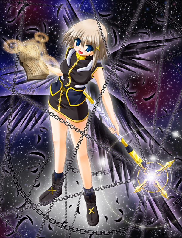 yagami hayate, schwertkreuz, and tome of the night sky (lyrical nanoha and 2 more)