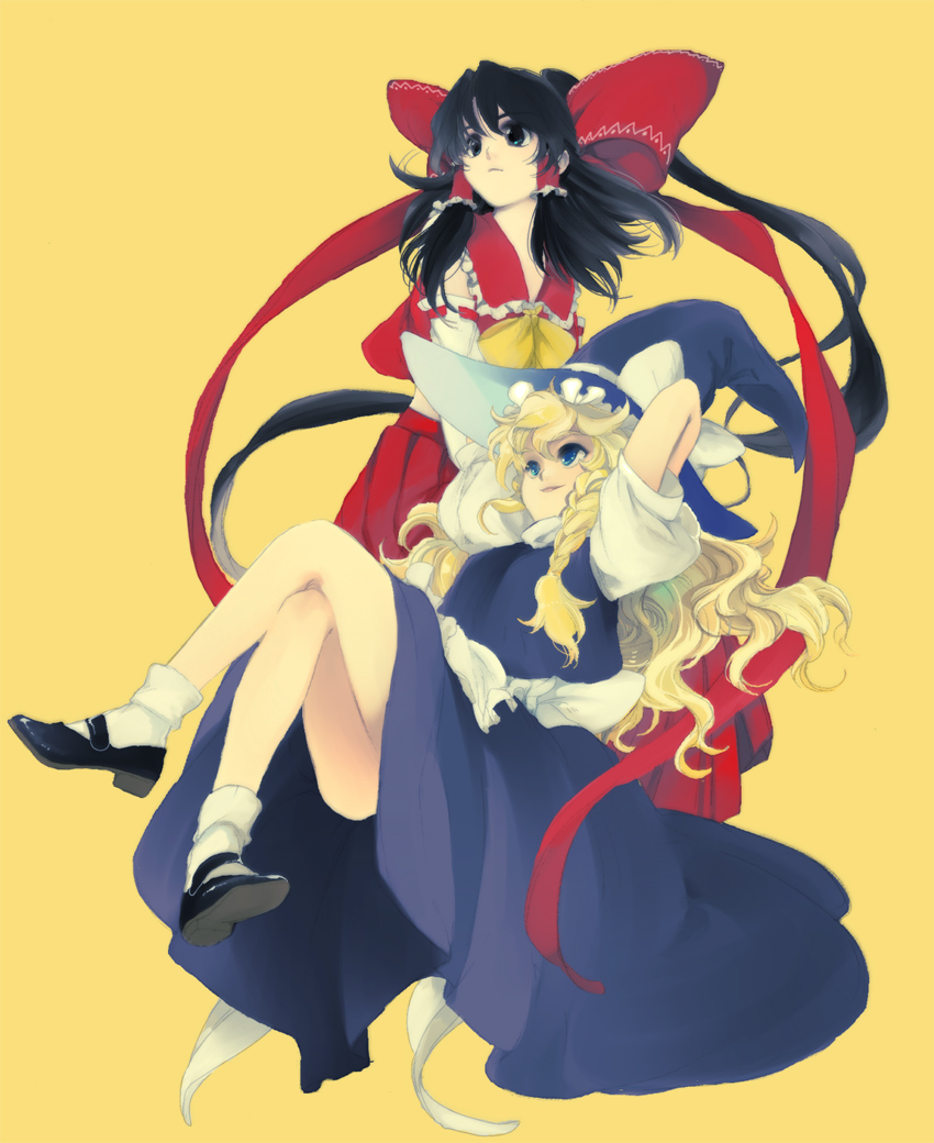 hakurei reimu and kirisame marisa (touhou) drawn by kanke_(yonkuma)