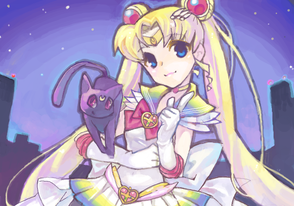 tsukino usagi, sailor moon, luna, and super sailor moon (bishoujo senshi sailor moon and 1 more) drawn by u_to_i