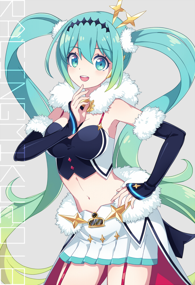 hatsune miku and racing miku (vocaloid and 1 more) drawn by merlusa
