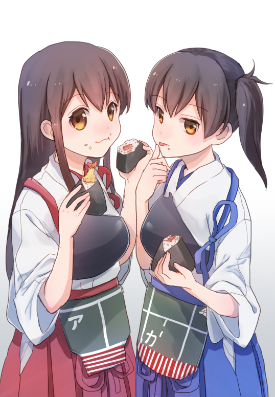 kaga and akagi (kantai collection) drawn by shake_sawa