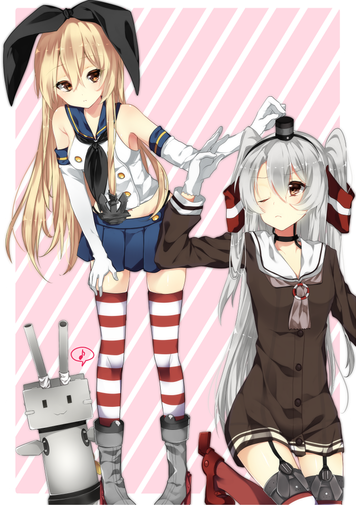 shimakaze, amatsukaze, and rensouhou-chan (kantai collection) drawn by miyakura_shiiha