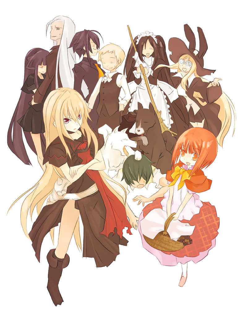 ookami ryouko, akai ringo, morino ryoushi, ryuuguu otohime, majolica le fay, and 4 more (ookami-san) drawn by uni_(gugurutan)