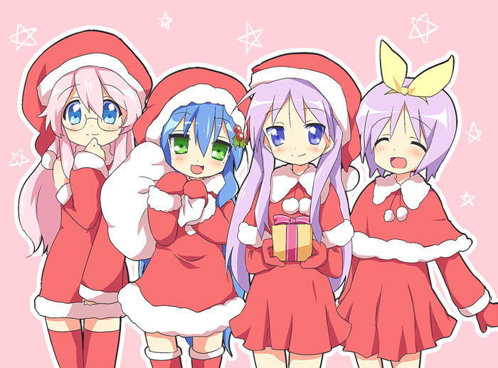 hiiragi kagami, izumi konata, hiiragi tsukasa, and takara miyuki (lucky star) drawn by maruki_(punchiki)