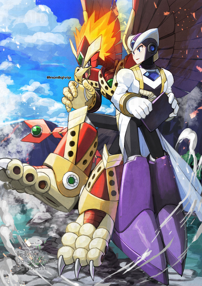 gate and blaze heatnix (mega man and 2 more) drawn by yamanashi_taiki