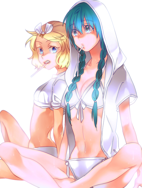 hatsune miku and kagamine rin (vocaloid) drawn by chloe2021