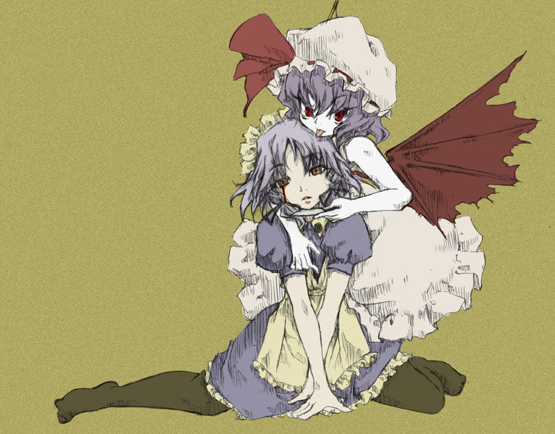 remilia scarlet and izayoi sakuya (touhou) drawn by sasakura_koneri