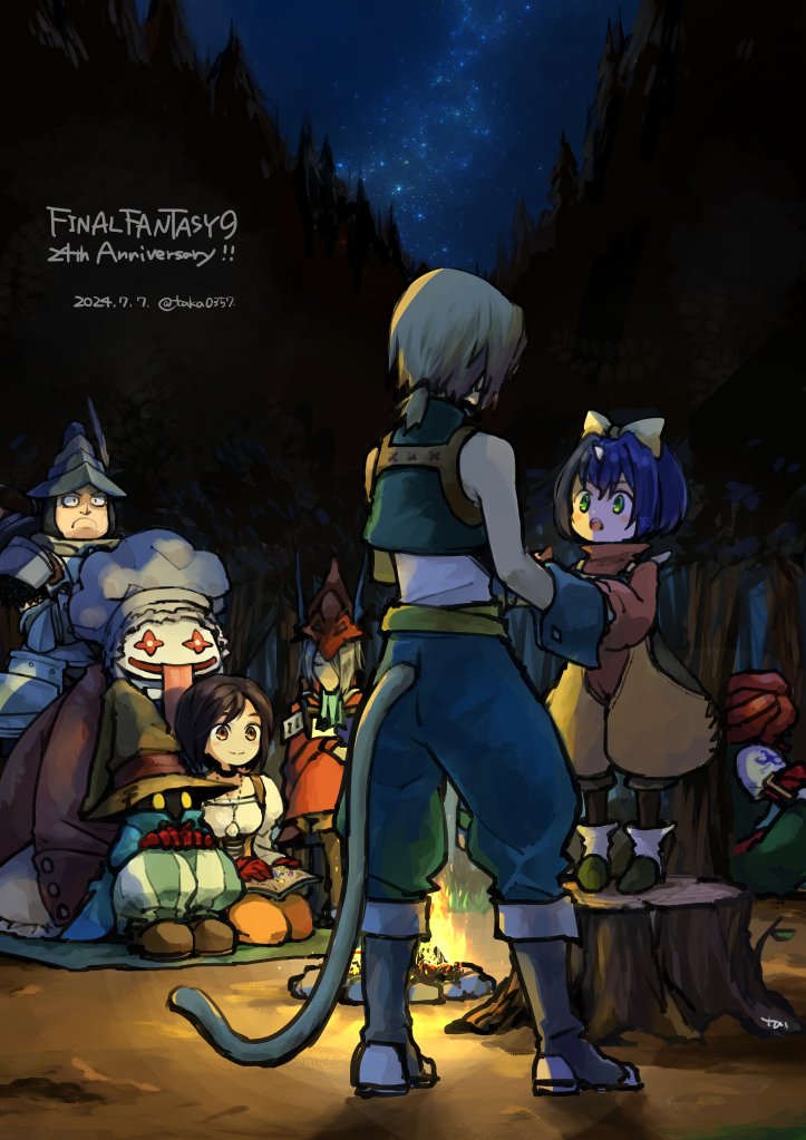 zidane tribal, garnet til alexandros xvii, black mage, vivi ornitier, eiko carol, and 4 more (final fantasy and 1 more) drawn by takase_toho