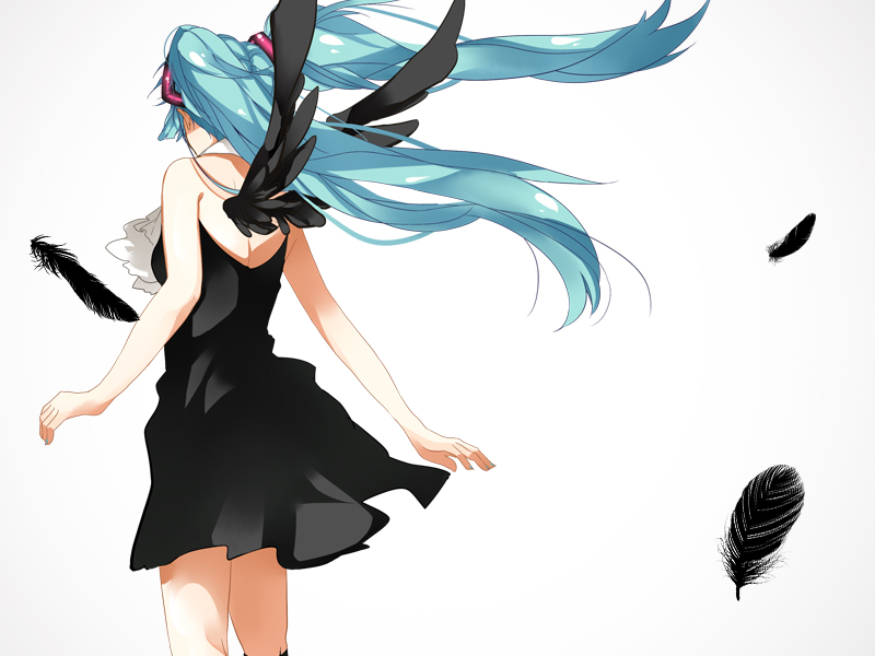 hatsune miku (vocaloid and 1 more) drawn by hatsuko