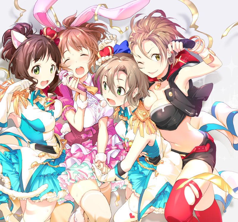 maekawa miku, abe nana, tada riina, and kimura natsuki (idolmaster and 1 more) drawn by souji_hougu