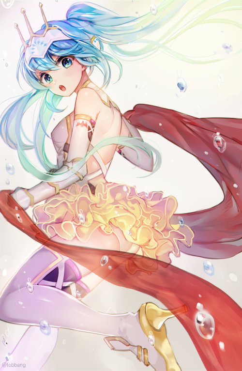 hatsune miku and racing miku (vocaloid and 2 more) drawn by sandeul