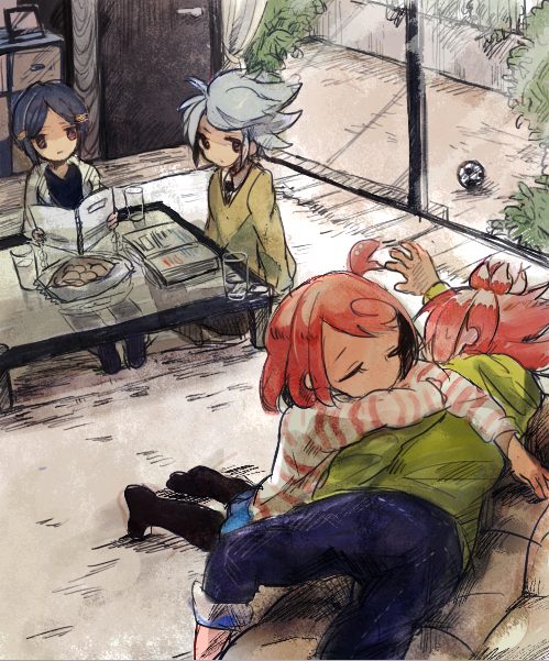 nagumo haruya, suzuno fuusuke, kurakake clara, and hasuike an (inazuma eleven) drawn by razico