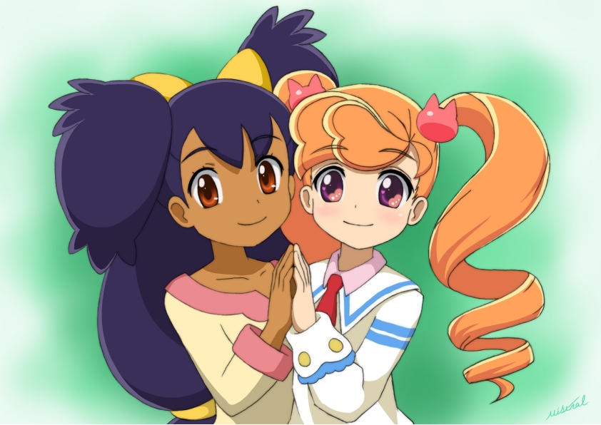 iris, yuuki aoi, and mikogami riko (pokemon and 2 more) drawn by miastral_violet