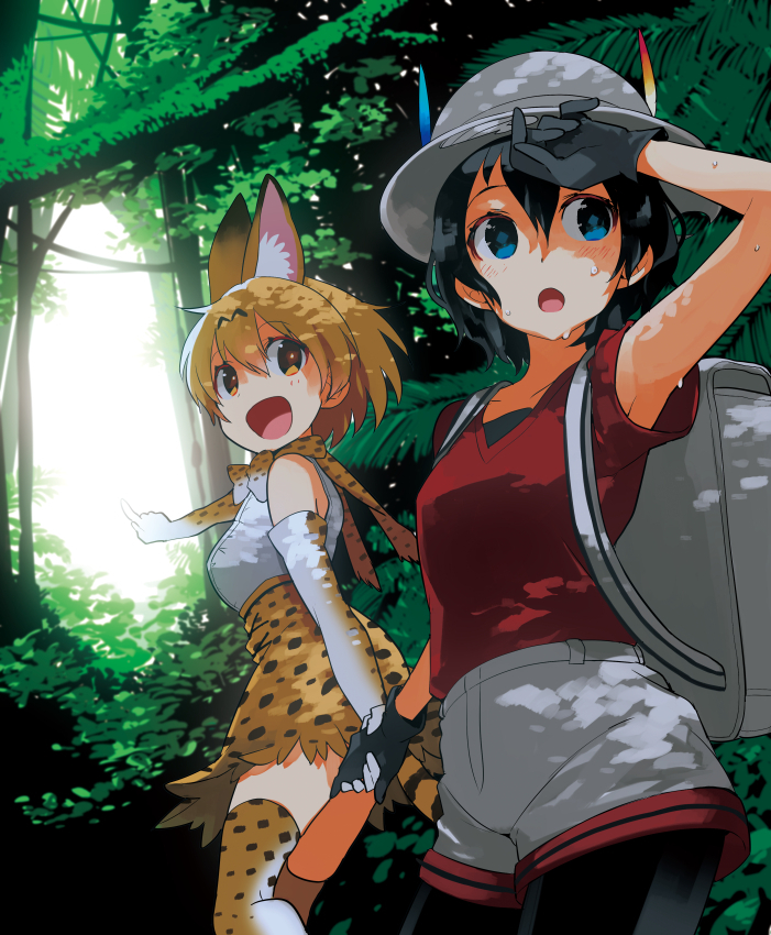 serval and kaban (kemono friends) drawn by kashi-k