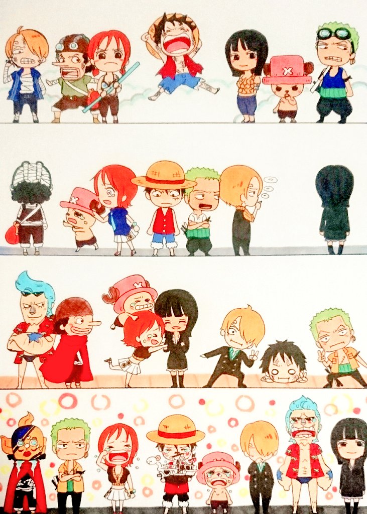 nami, monkey d. luffy, nico robin, roronoa zoro, sanji, and 5 more (one piece) drawn by pupil308
