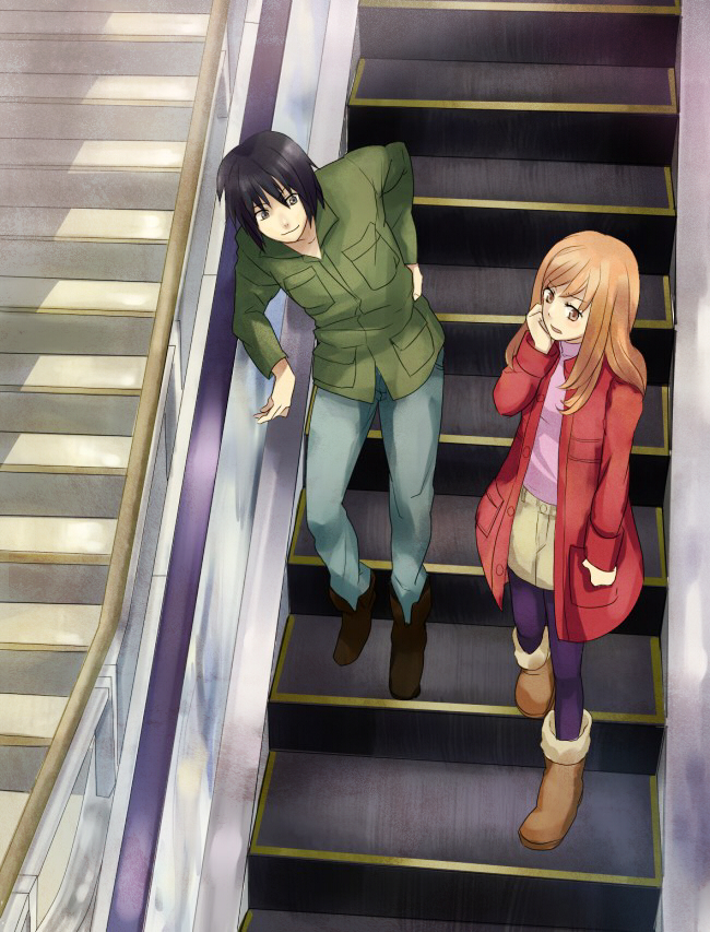 morimi saki and takizawa akira (higashi no eden) drawn by fujiwara_ryo_(wsise47)