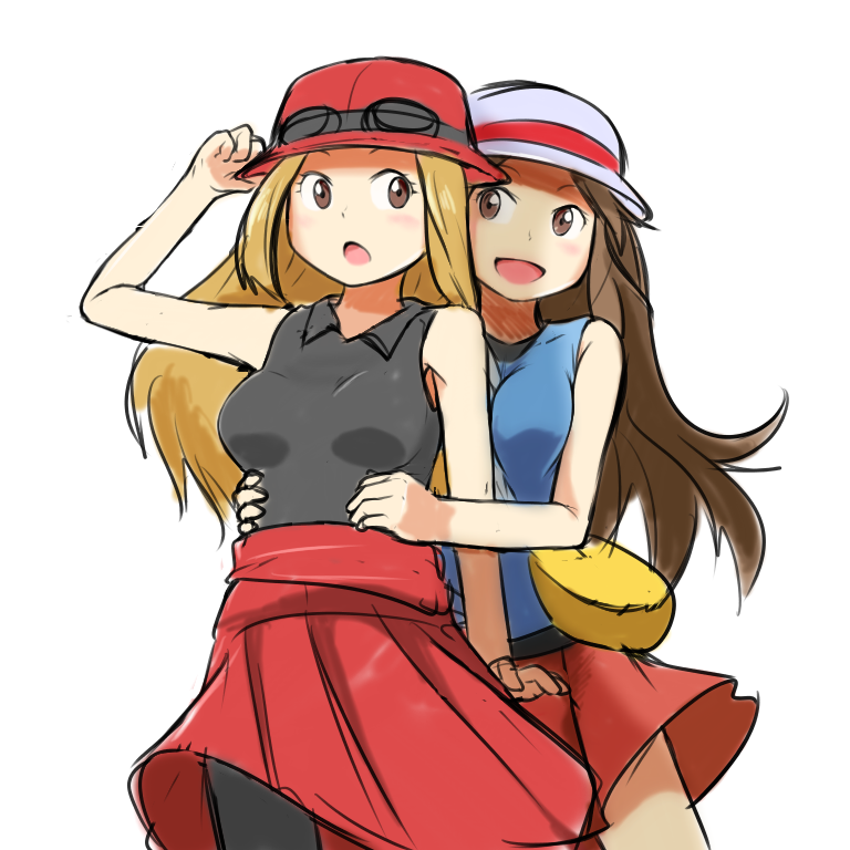 serena and leaf (pokemon and 2 more) drawn by jinteitei