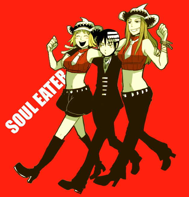 death the kid, patricia thompson, and elizabeth thompson (soul eater) drawn by sudachips