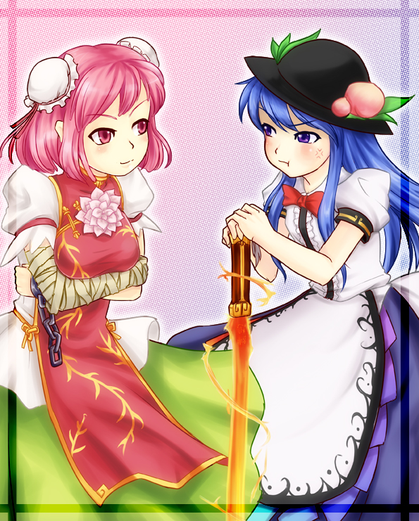 hinanawi tenshi and ibaraki kasen (touhou) drawn by nam_(valckiry)