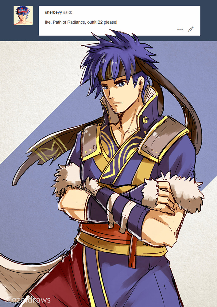 ike and lon'qu (fire emblem and 2 more) drawn by gzei