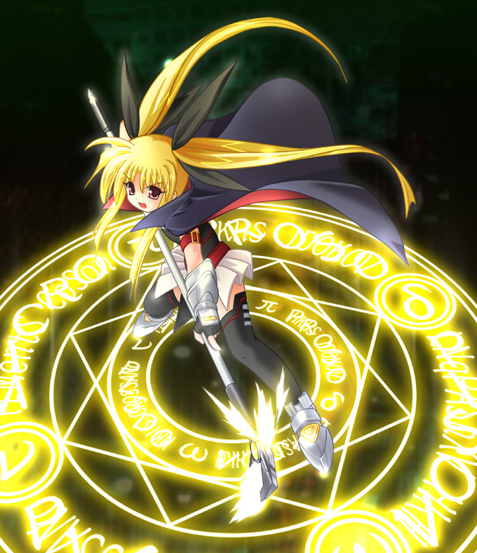 fate testarossa and bardiche (lyrical nanoha and 2 more) drawn by sumeragi_kou