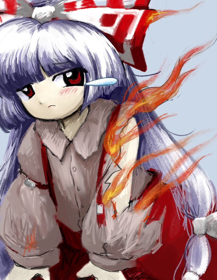 fujiwara no mokou (touhou) drawn by rusuban_(yakumora_n)