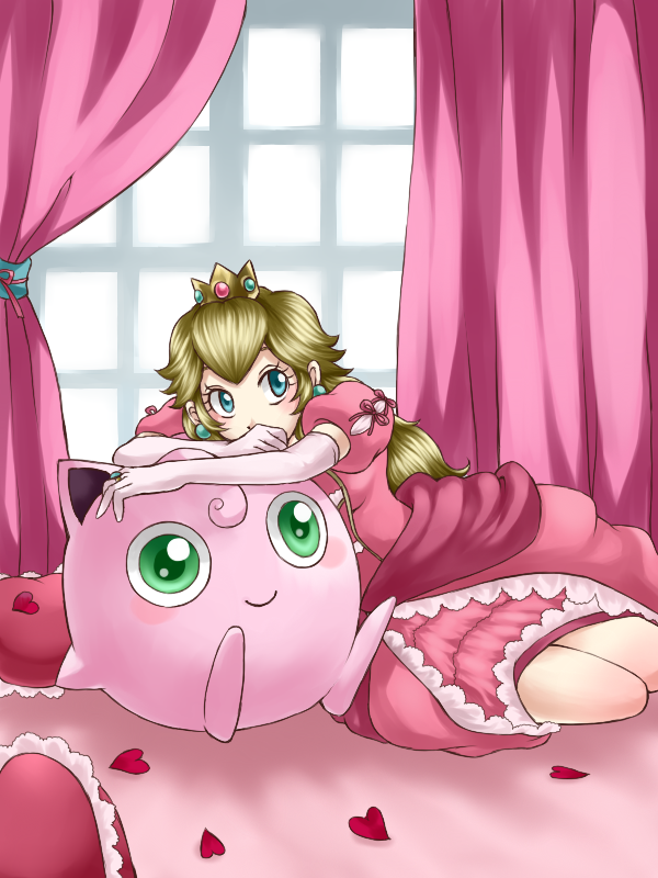 princess peach and jigglypuff (pokemon and 2 more) drawn by wasabi_(legemd)