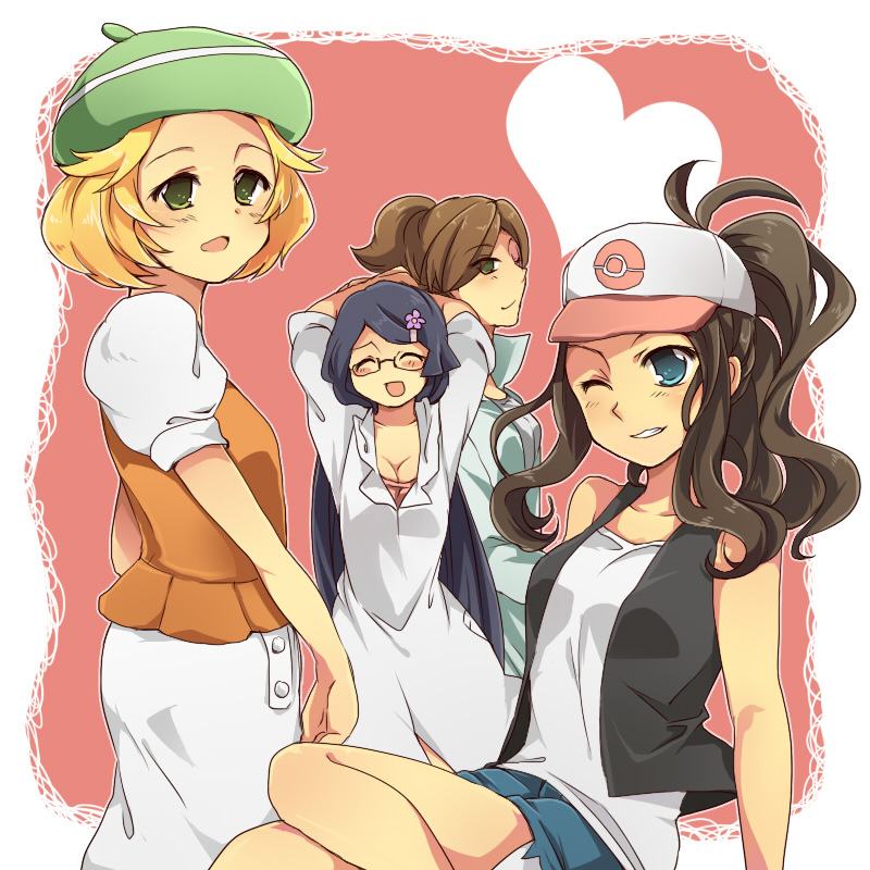 hilda, bianca, professor juniper, and fennel (pokemon and 1 more) drawn by hoshihuri