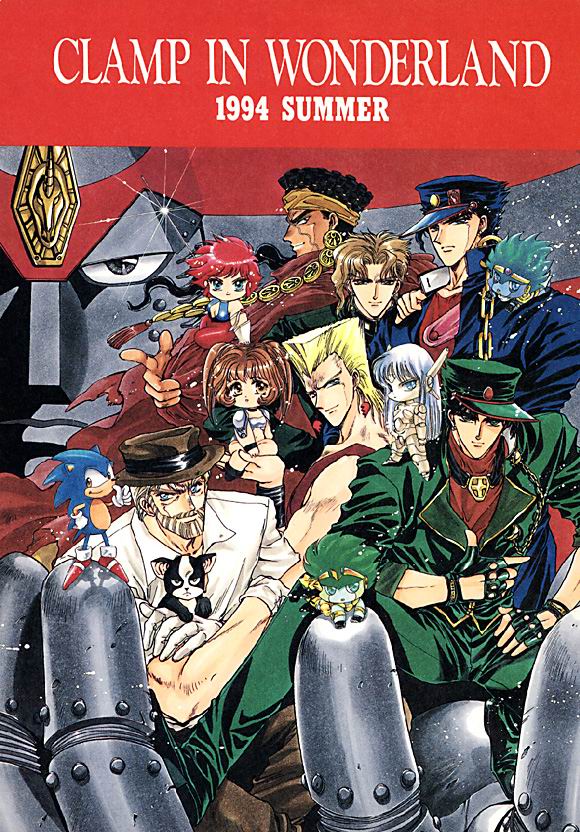 joseph joestar, kujo jotaro, sonic the hedgehog, kakyoin noriaki, jean pierre polnareff, and 7 more (jojo no kimyou na bouken and 7 more) drawn by clamp_(circle)