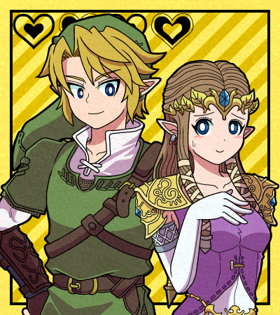 link and princess zelda (the legend of zelda and 1 more) drawn by rainohmok3