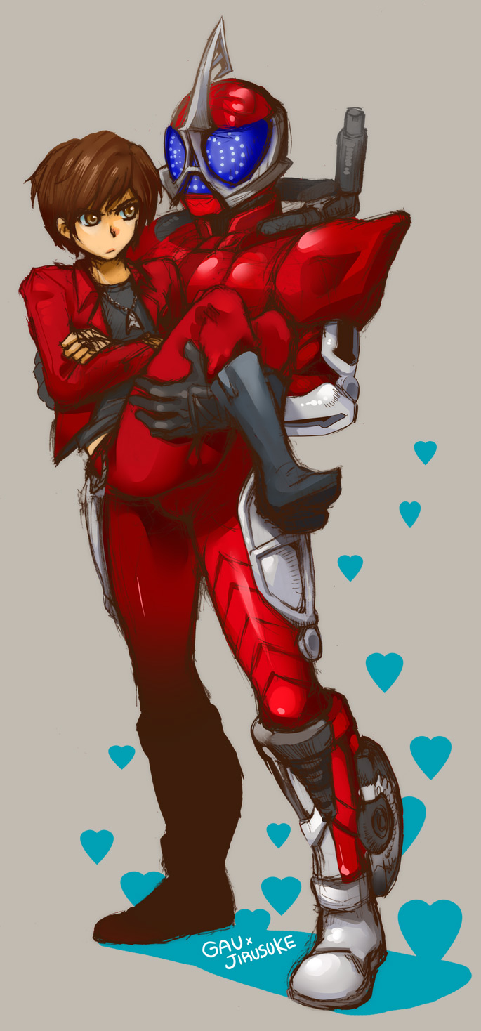 kamen rider accel and terui ryuu (kamen rider and 1 more) drawn by jirusuke_gau